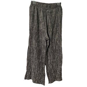 IGOR Alec Pants Womens 8 Dobranic Artsy Wide Leg Linen Crinkle Cropped Lagenlook